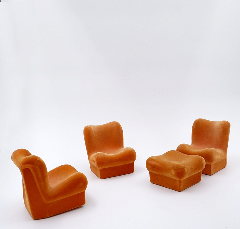 Furga 3 chairs and 1 stool for mini doll Lucia furniture 60s - Italy