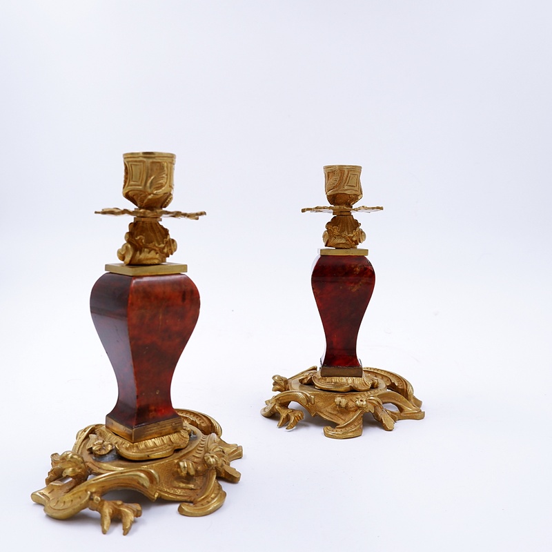 Pair of Napoleon III style gilt bronze Candle Holders