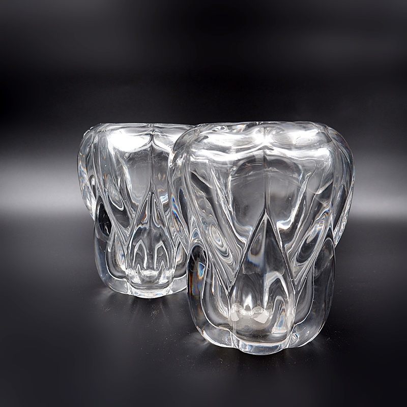 Pair of clear crystal vases by Antonio & Guido Bon for Val St Lambert - 1960s