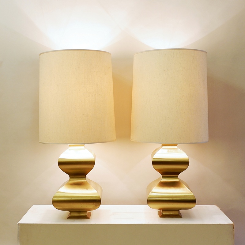Pair Of Brass Table Lamps, Circa 1970
