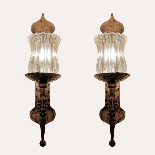 Pair of wrought iron wall sconces - 2 pairs available