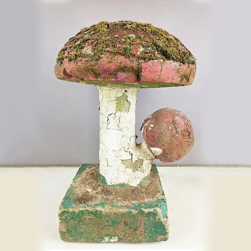 Polychrome cement mushroom, circa 1970
