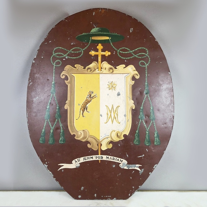 Coat of Arms panel in painted sheet metal, early 20th century