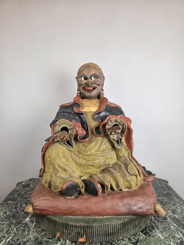 Dignitaire Chinois articulé en terre cuite polychrome, début 19th 